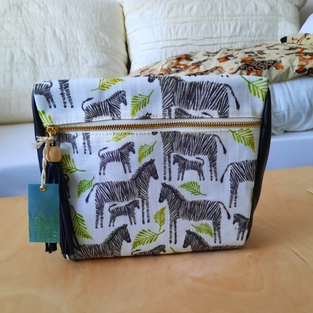 Paper Destiny Papyrus Zebra Large Pouch NWT